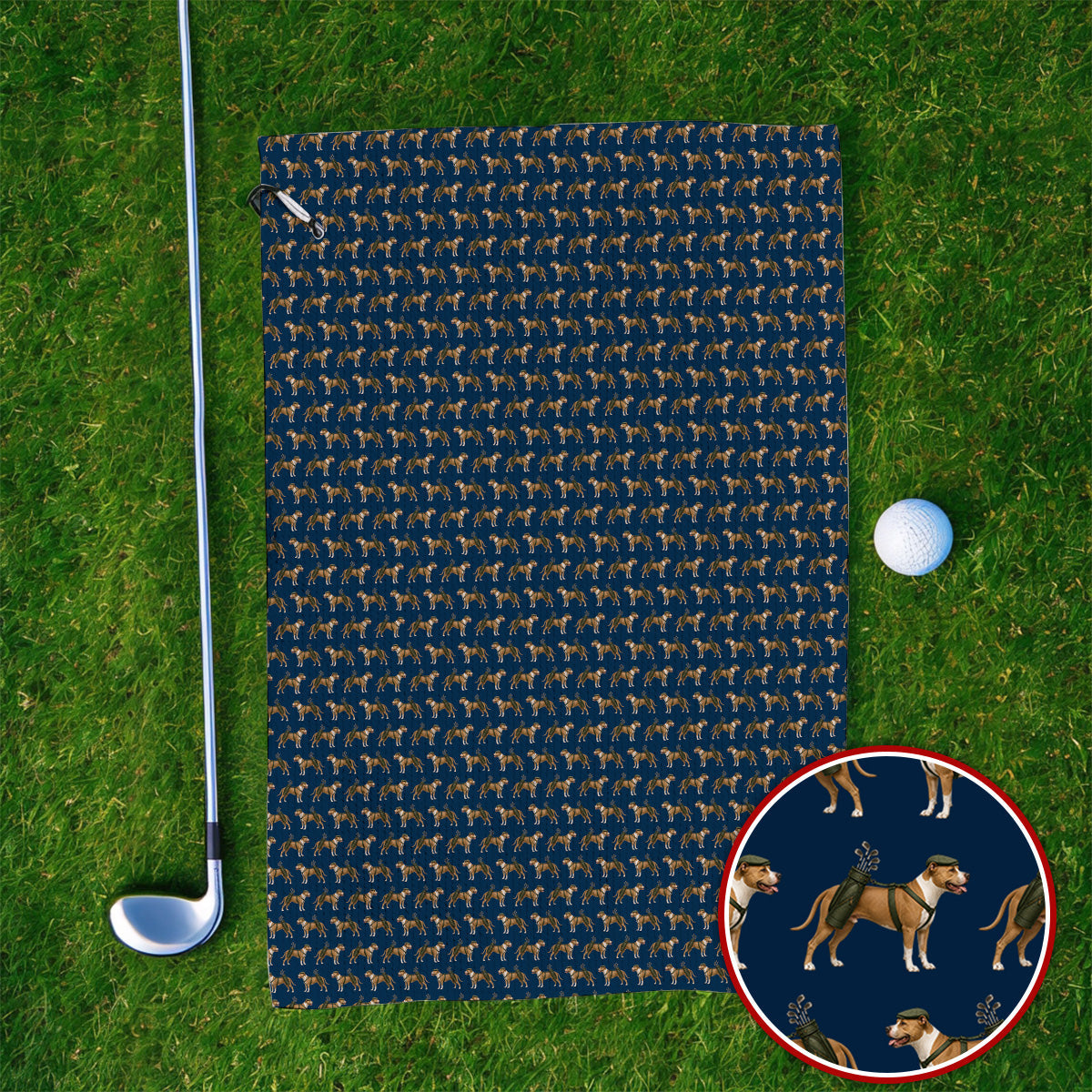 Funny Pit Bull Terrier Golf Towel, Pit Bull Pattern Golf Towels, Golf Gift for Dog Lovers