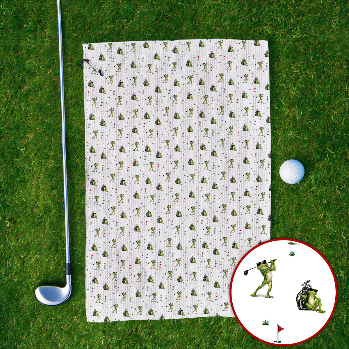 Cool Frog Golf Towels, Frog Golf Pattern Towel, Funny Golf Gift For Golfer