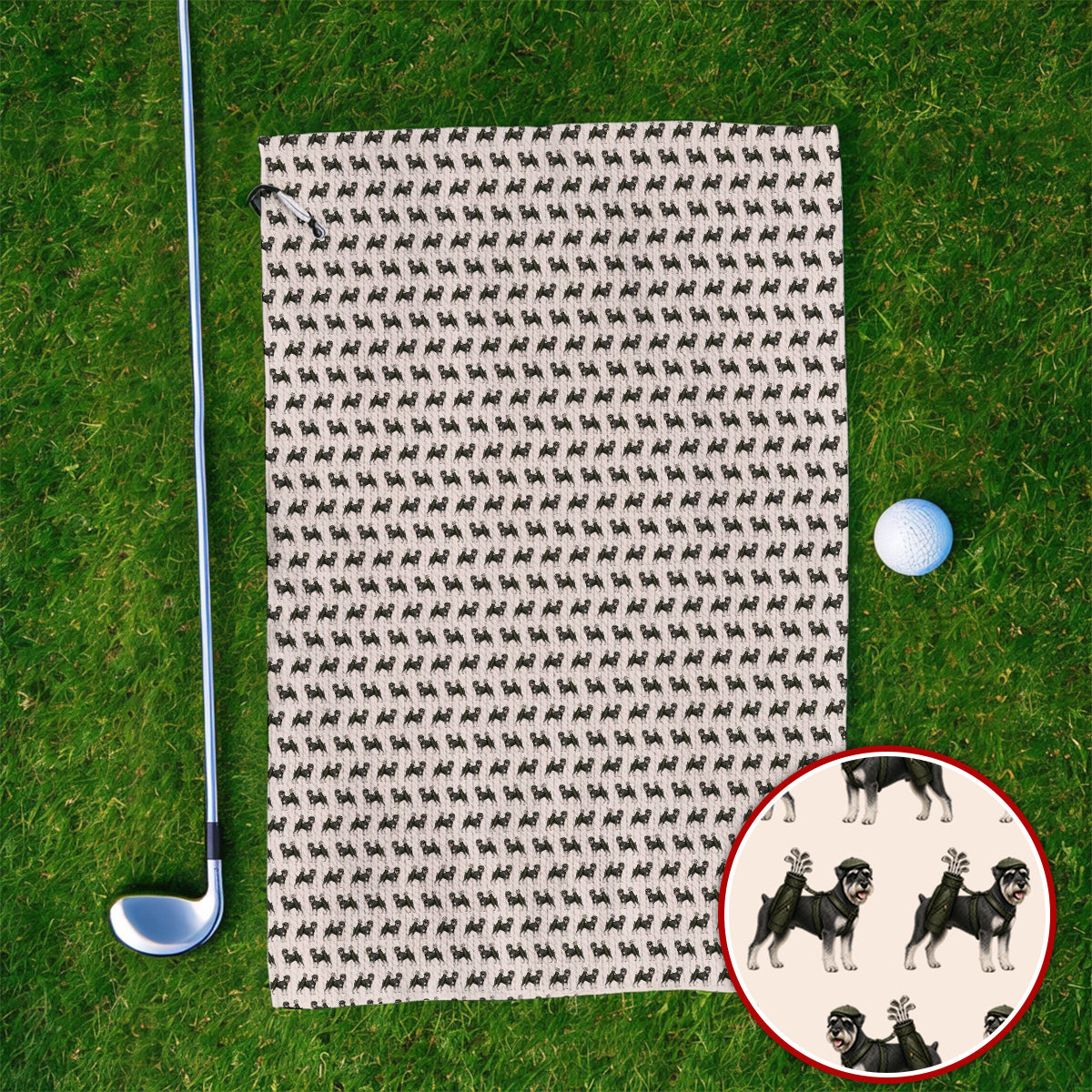 Miniature Schnauzer Golf Cart Towels, Funny Golf Schnauzer Pattern Golf Towel, Gift For Golf Lovers