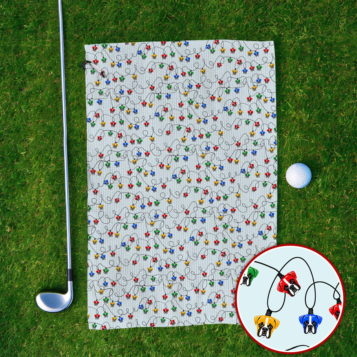 Boxer Dog Golf Towels, Colorful Boxer Pattern Golf Towel, Funny Dog Lover Golf Gift