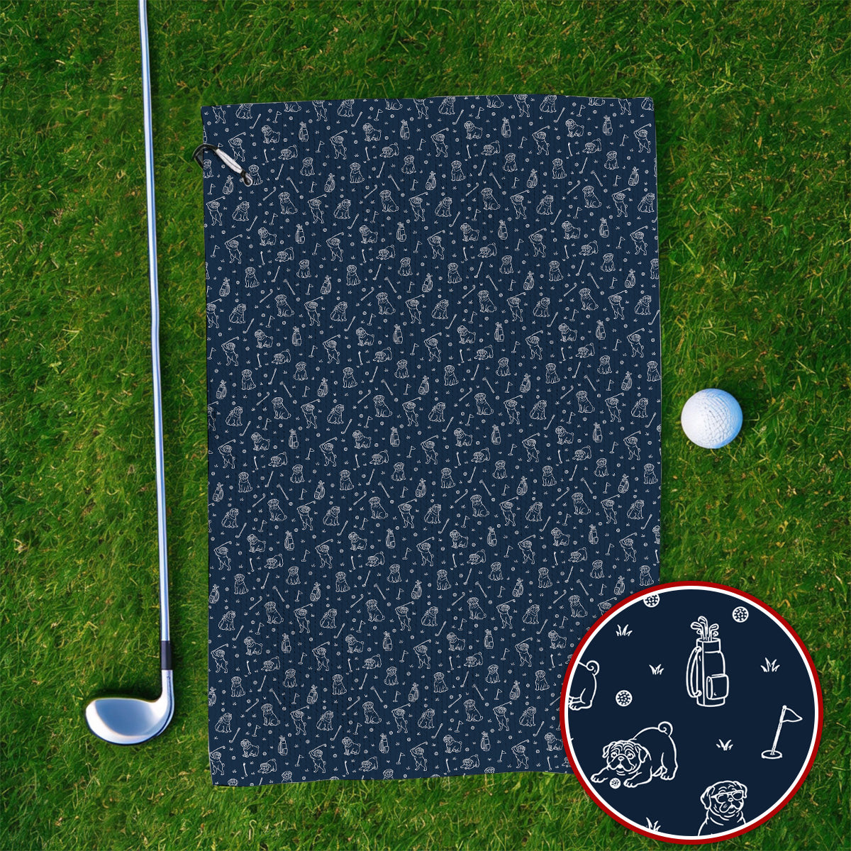 Crazy Pug Golf Towels, Pug Pattern Golf Towel For Dog Lovers, Golf Gift For Golfers