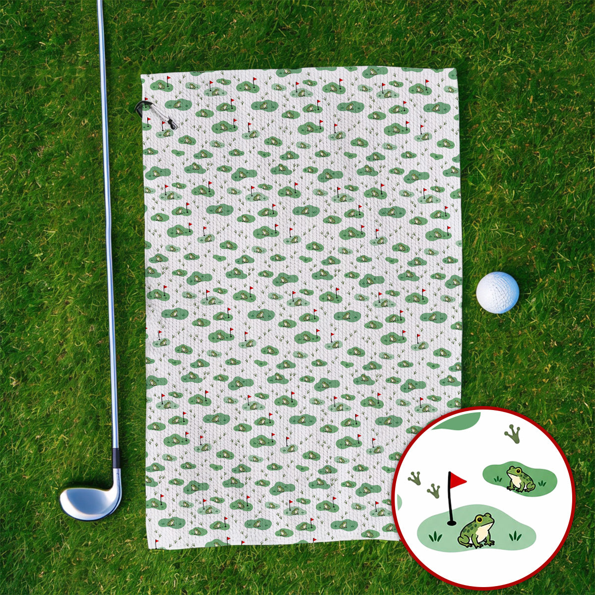 Cute Frog Golf Towels, Crazy Frog Golf Pattern Towel, Golf Gift For Golfer