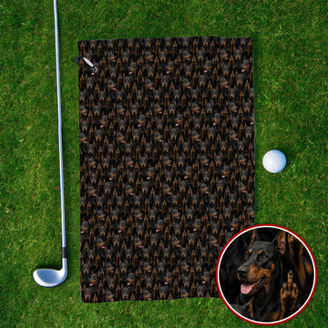 Doberman Golf Towel, Funny Doberman Pattern Golf Towels, Golf Gift For Golfer