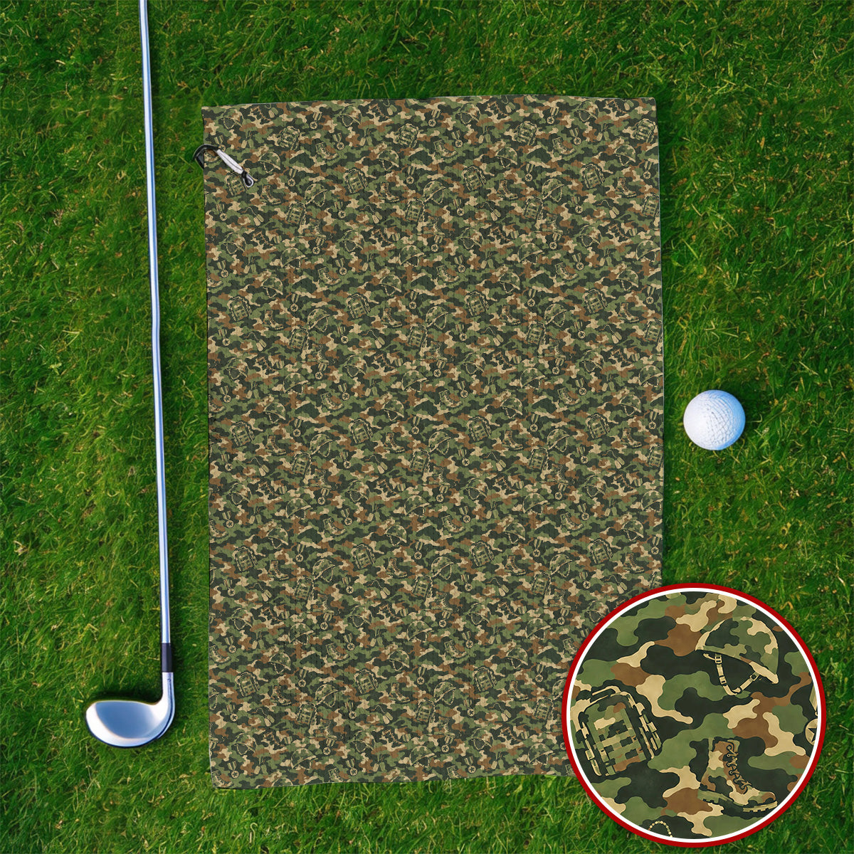 Veteran Camo Golf Towels, Army Camouflage Golf Towel, Golf Gift For Golfers