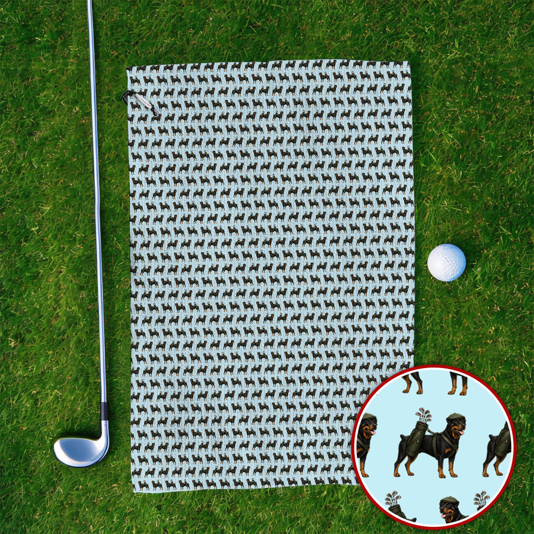 Rottweiler Golf Towel, Rottweiler Dog Golf Pattern Towels, Crazy Golf Gift For Golfer