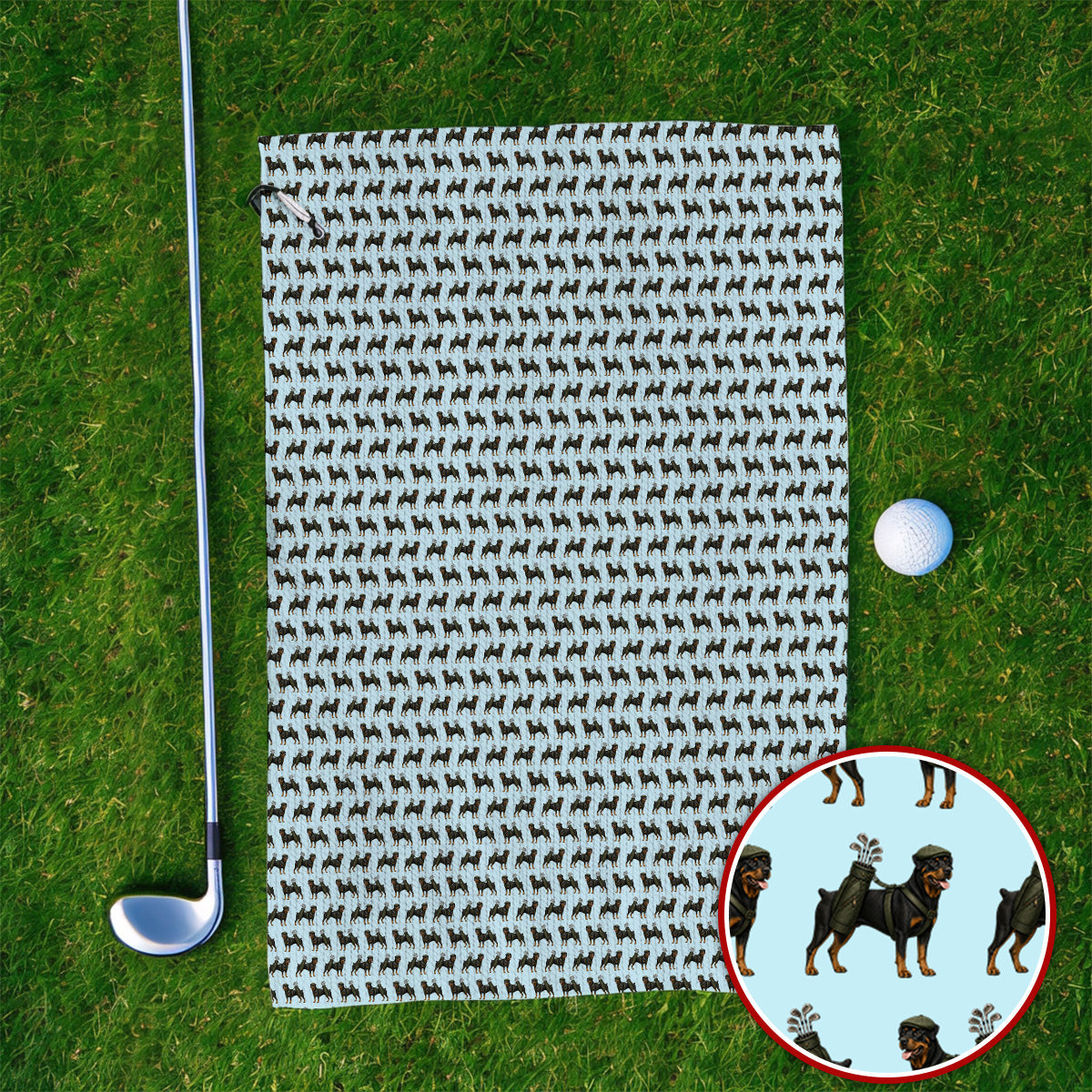 Rottweiler Golf Towel, Rottweiler Dog Golf Pattern Towels, Crazy Golf Gift For Golfer