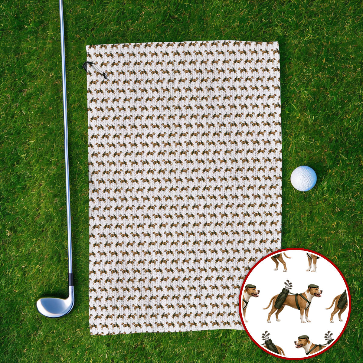Funny Pit Bull Terrier Golf Towel, Pit Bull Pattern Golf Towels, Golf Gift for Dog Lovers