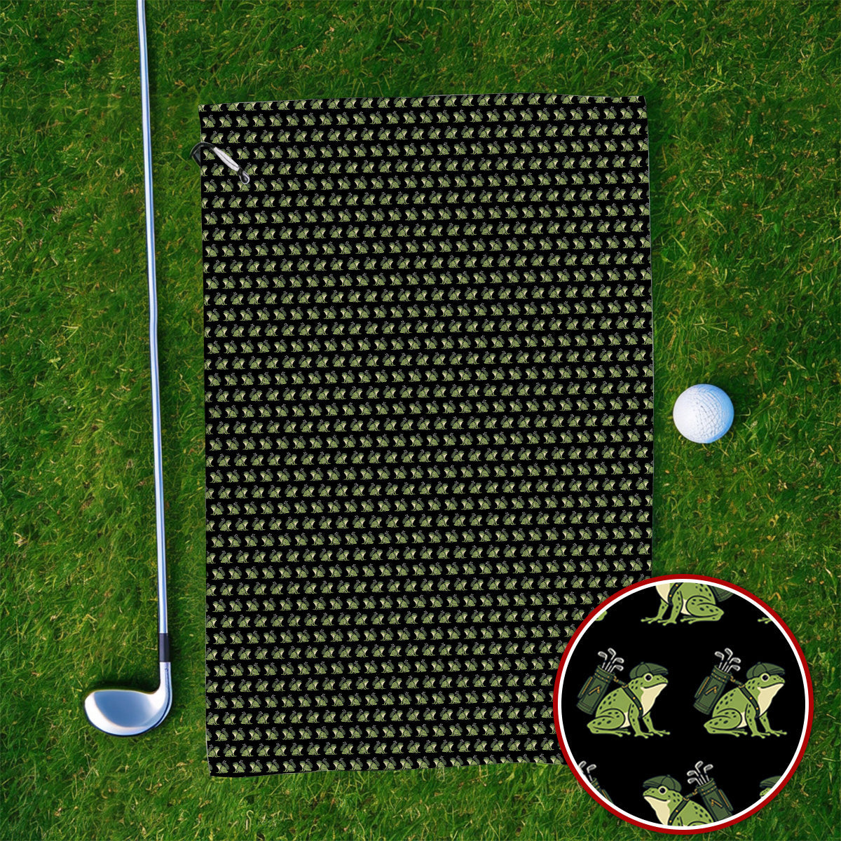 Funny Frog Golf Towels, Cute Frog Pattern Golf Towel, Unique Golf Gift For Golfer