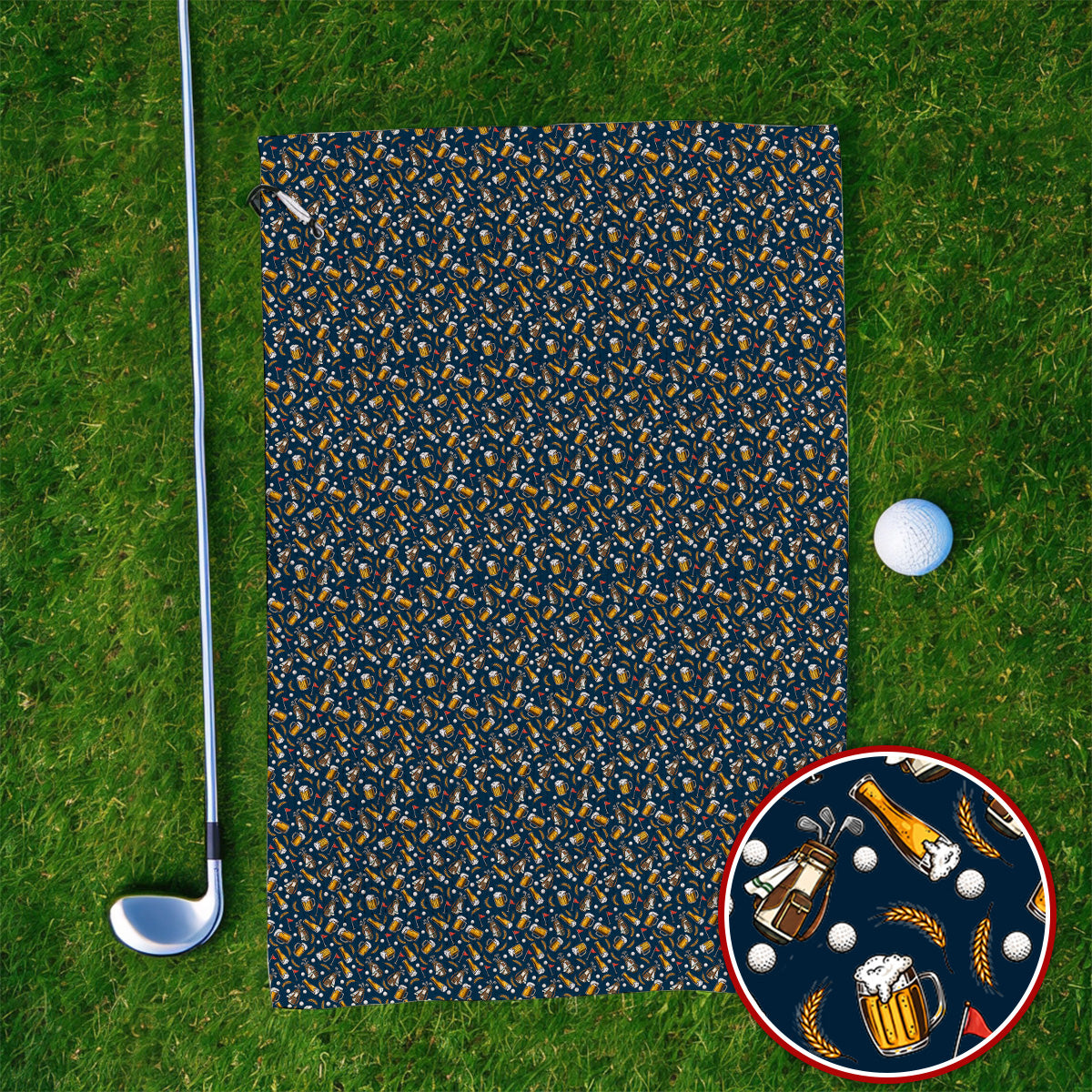 Pattern Golf And Beer Towels, Funny Golf Towel, Golf Gift For Golfer