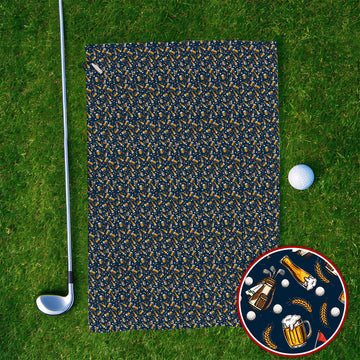 Pattern Golf And Beer Towels, Funny Golf Towel, Golf Gift For Golfer