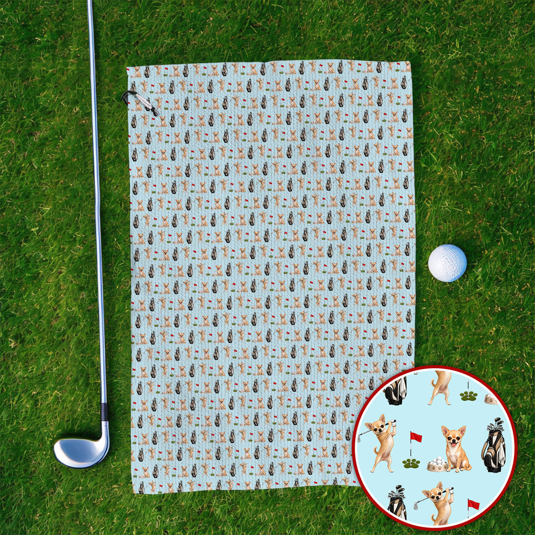 Chihuahua Golf Towel, Cute Chihuahua Golf Pattern Towels for Dog Lovers, Funny Golf Gift For Golfer