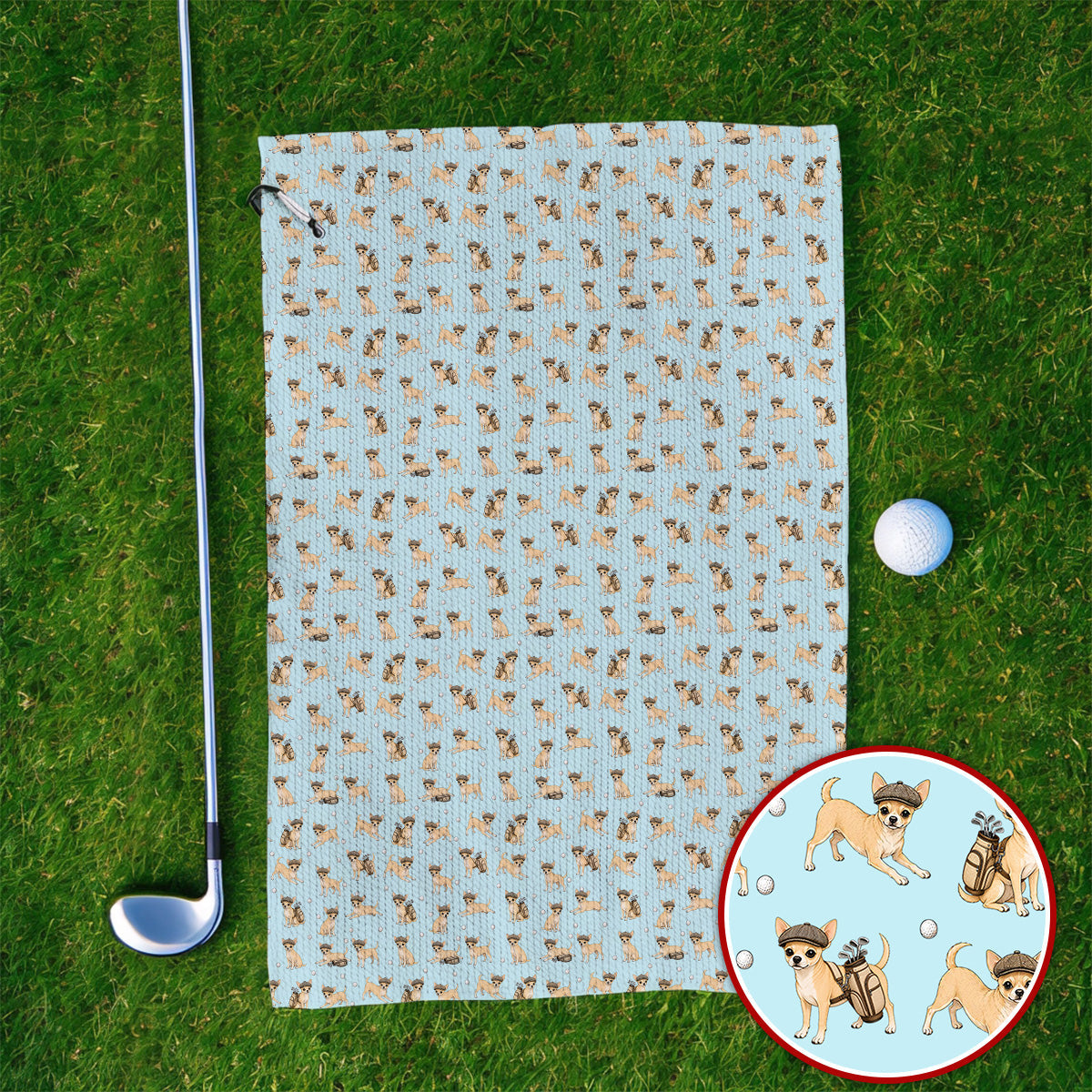 Funny Chihuahua Golf Towel, Cute Chihuahua Pattern Golf Towels for Dog Lovers, Golf Gift For Golfer