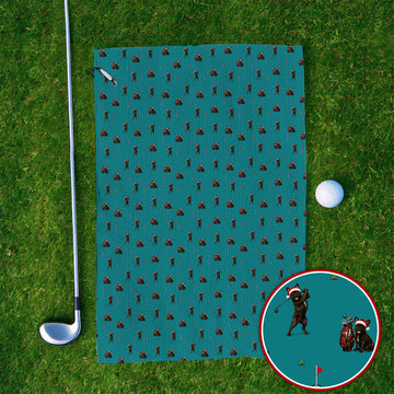 Christmas French BullDog Golfer Towel, Xmas French BullDog Golf Pattern Towels, Holiday Golf Gift for Golfers