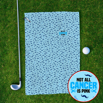 Prostate Cancer Awareness Golf Towels, Blue Ribbon Mustache Pattern Golf Towel, Support Gift for Golfers