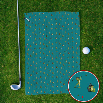 Cool Frog Golf Towels, Frog Golf Pattern Towel, Funny Golf Gift For Golfer