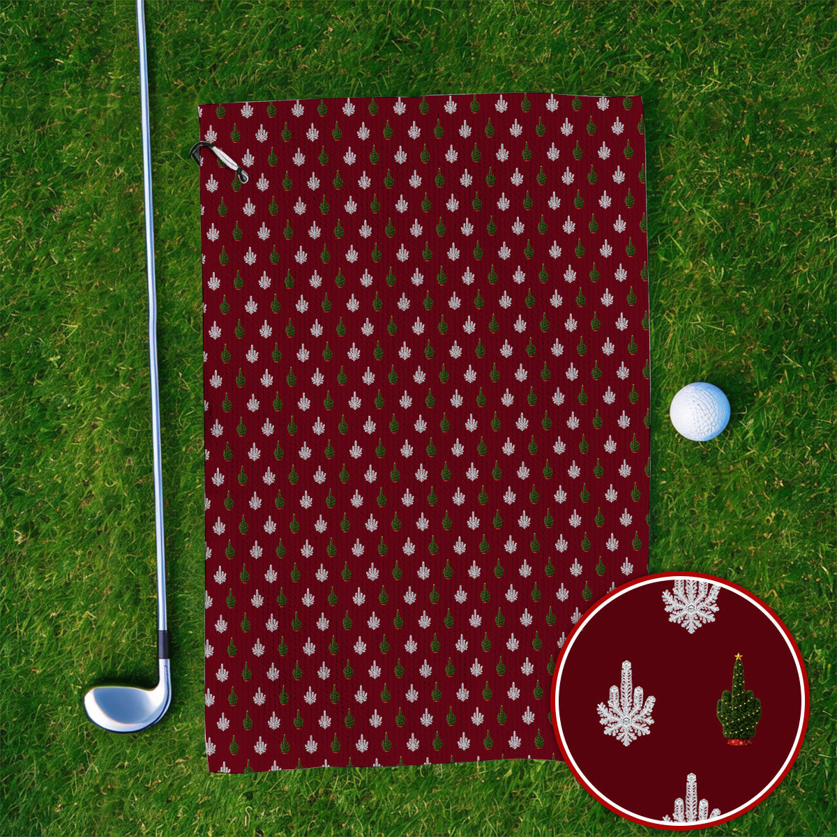 Christmas Tree Pattern Golf Towels, Xmas Golf Towel, Funny Golf Gift For Golfer