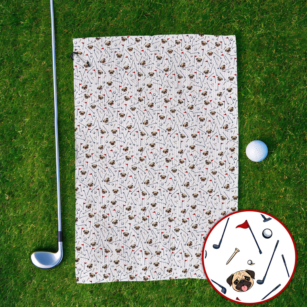 Pug Pattern Golf Towels, Pug Golf Towel For Dog Lovers, Crazy Golf Gift For Golfers