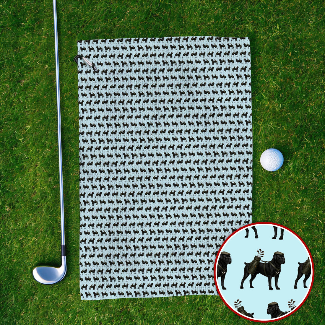 Cane Corso Pattern Golf Towels, Black Cane Corso Golf Towels for Dog Lovers, Crazy Golf Gift for Golfers