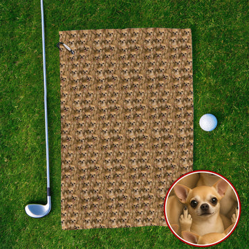 Chihuahua Middle Finger Golf Towel, Funny Chihuahua Pattern Golf Towels for Dog Lovers, Golf Gift For Golfer