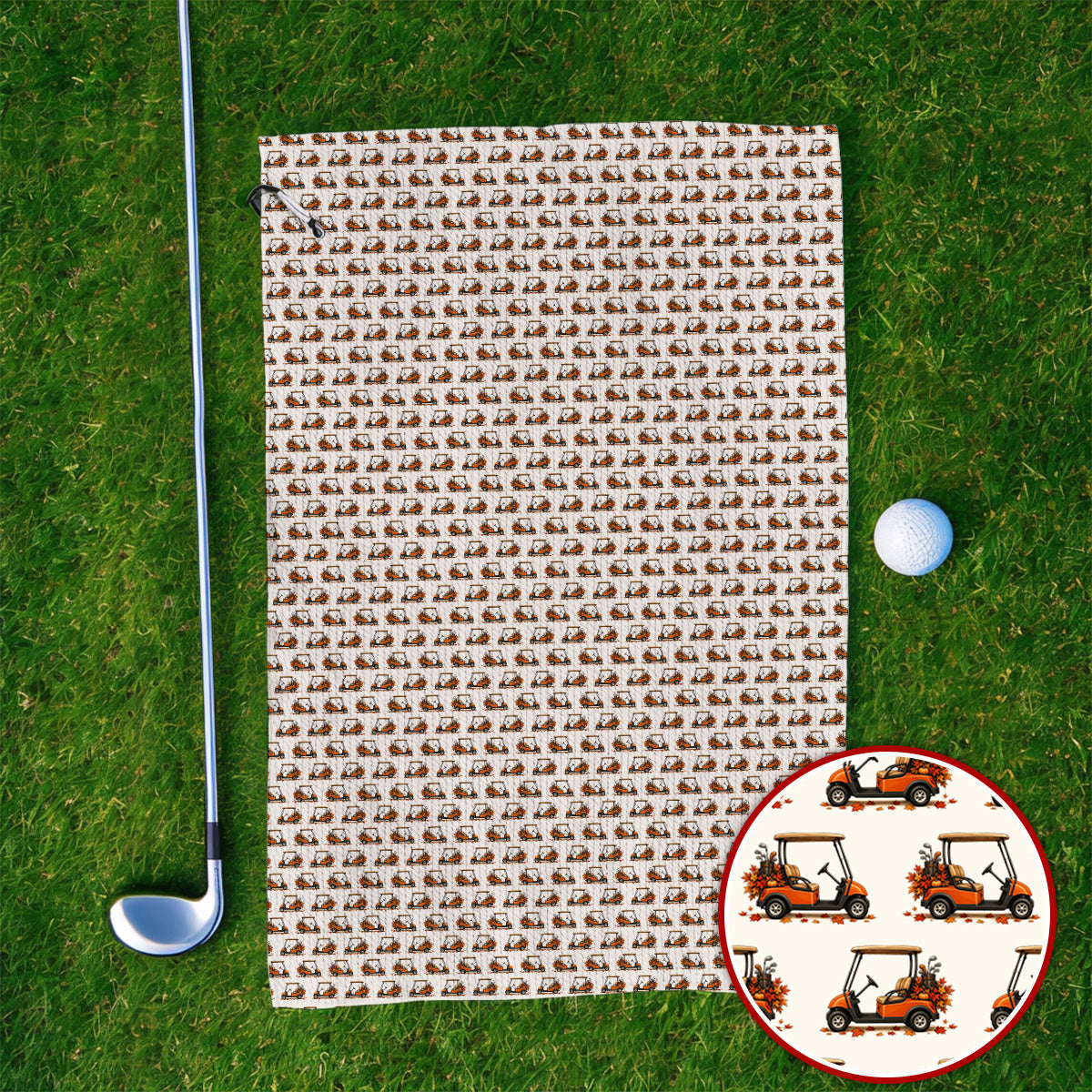 Fall Pattern Golf Towel, Autumn Golf Cart Towels, Funny Golf Gift For Golfer
