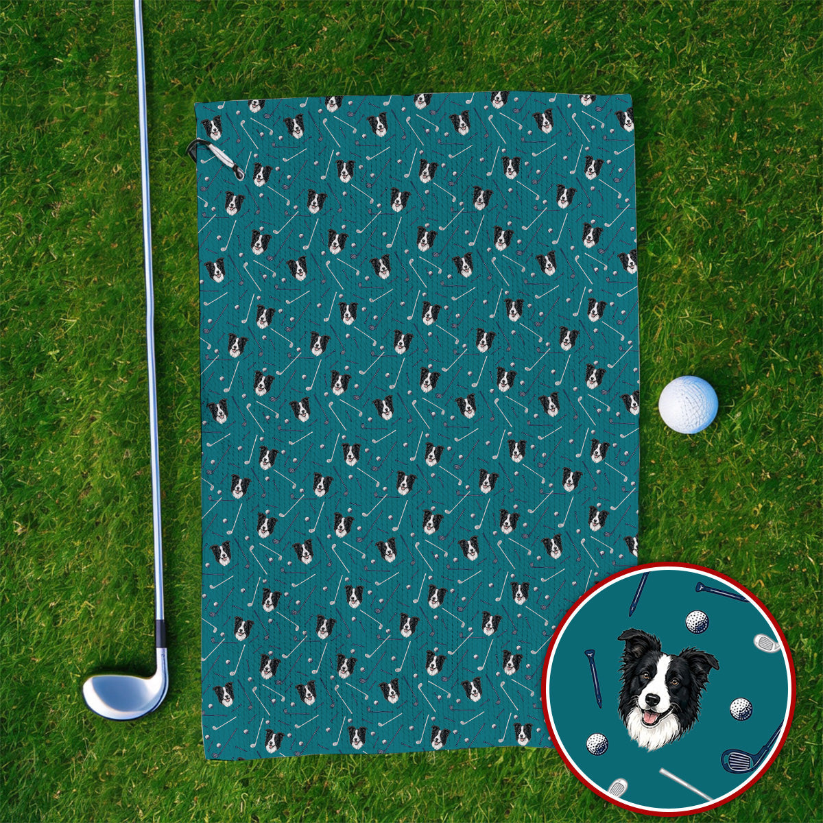 Funny Border Collie Golf Towels, Border Collie Pattern Golf Towel for Dog Lovers, Golf Gift for Golfer