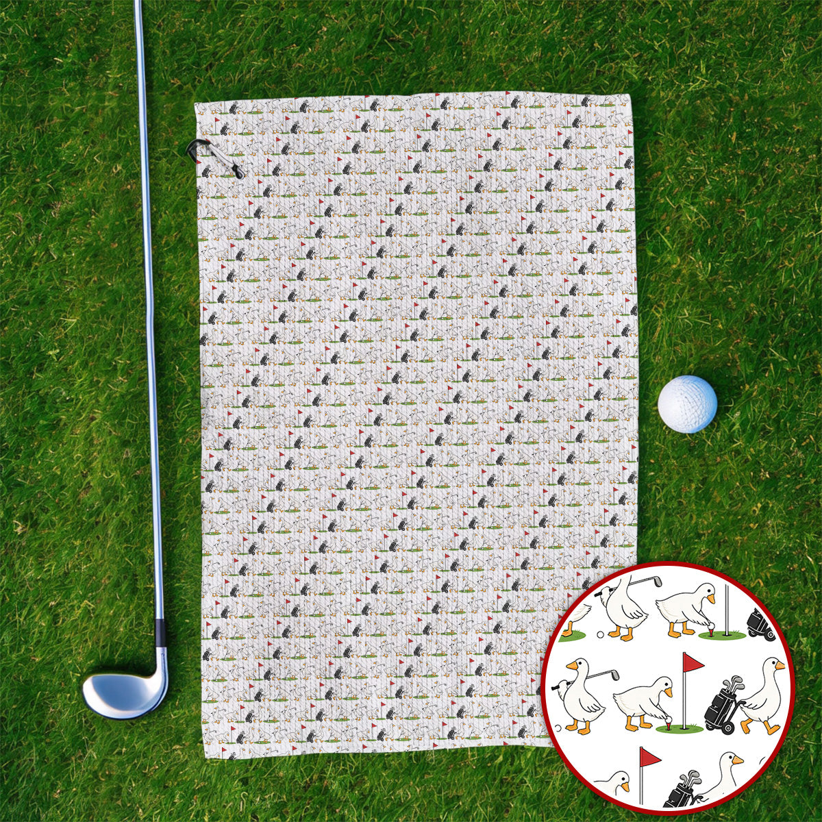 Cute Goose Golf Pattern Towels, Goose Golf Towel, Crazy Golf Gift for Golfers
