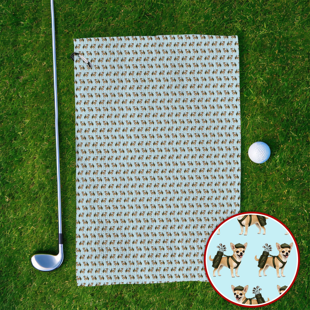 Crazy Chihuahua Golf Towel, Cute Chihuahua Golf Pattern Towels for Dog Lovers, Golf Gift For Golfer