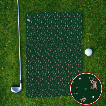 Raccoon Golf Towels, Playful Raccoon Golf Pattern Towel, Funny Animal Golf Gift for Golfer
