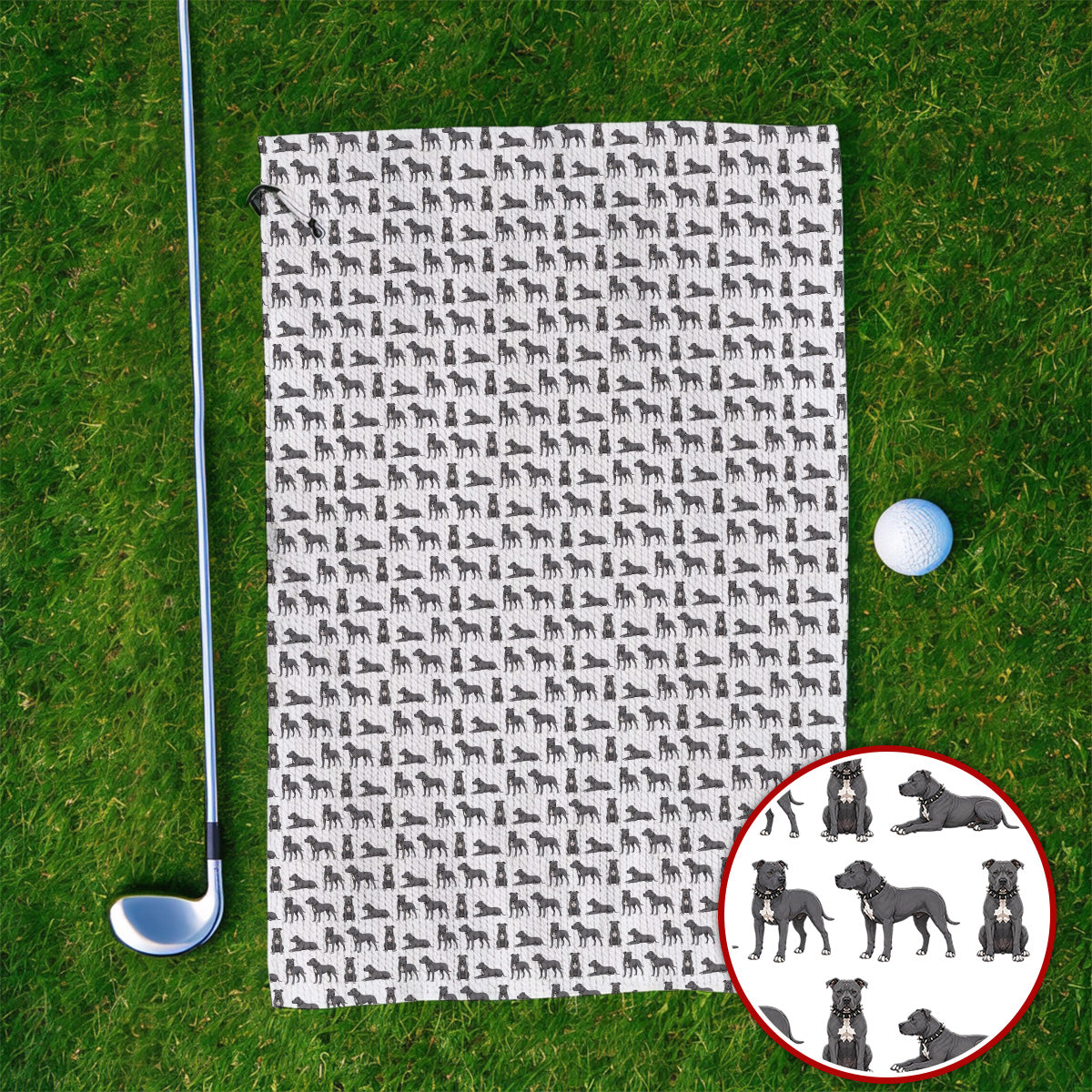 Pit Bull Golf Towels, Pit Bull Pattern Golf Towel for Dog Lovers, Golf Gift For Golfer