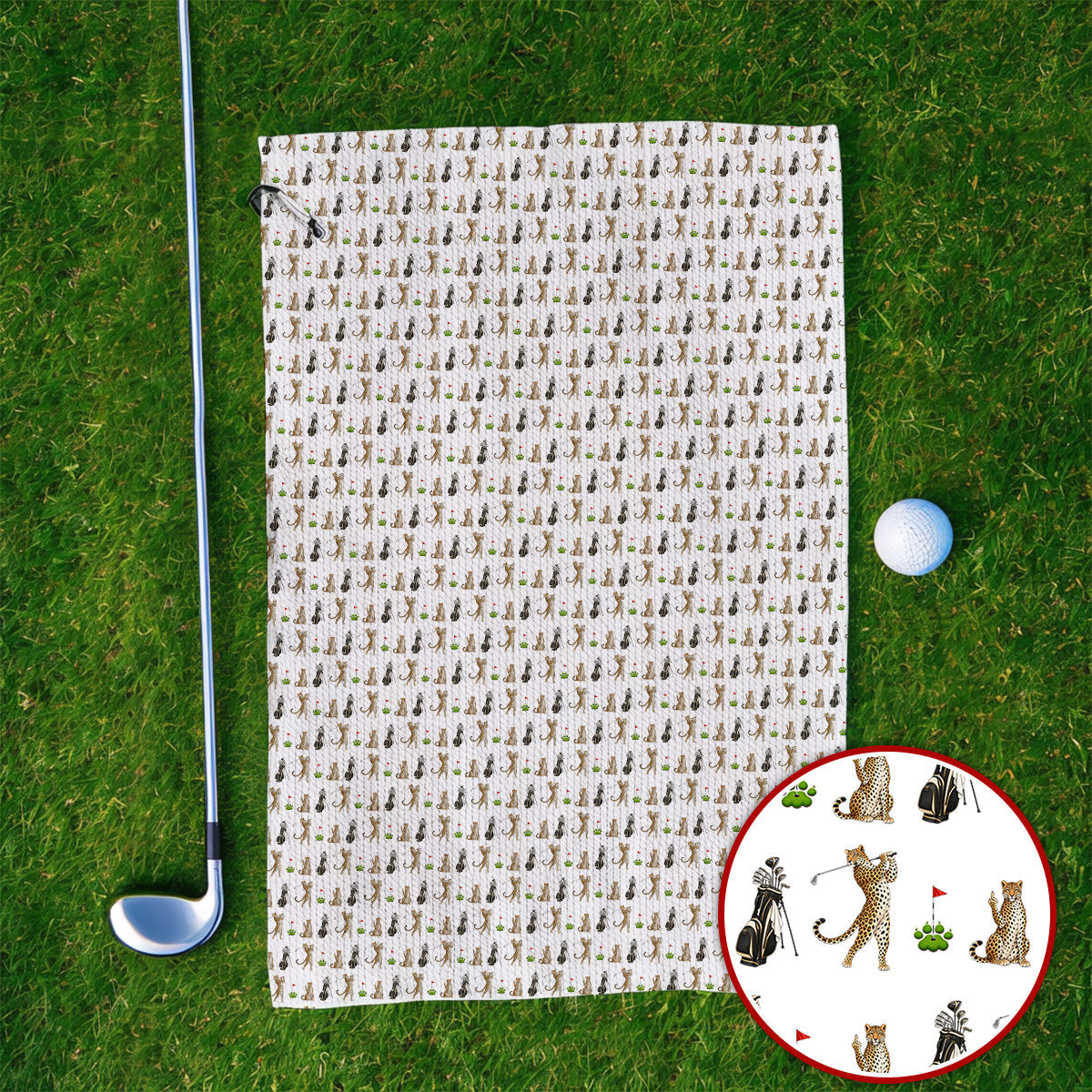 Leopard Pattern Golf Towels, Funny Pattern Golf Towel, Golf Gift For Golfers