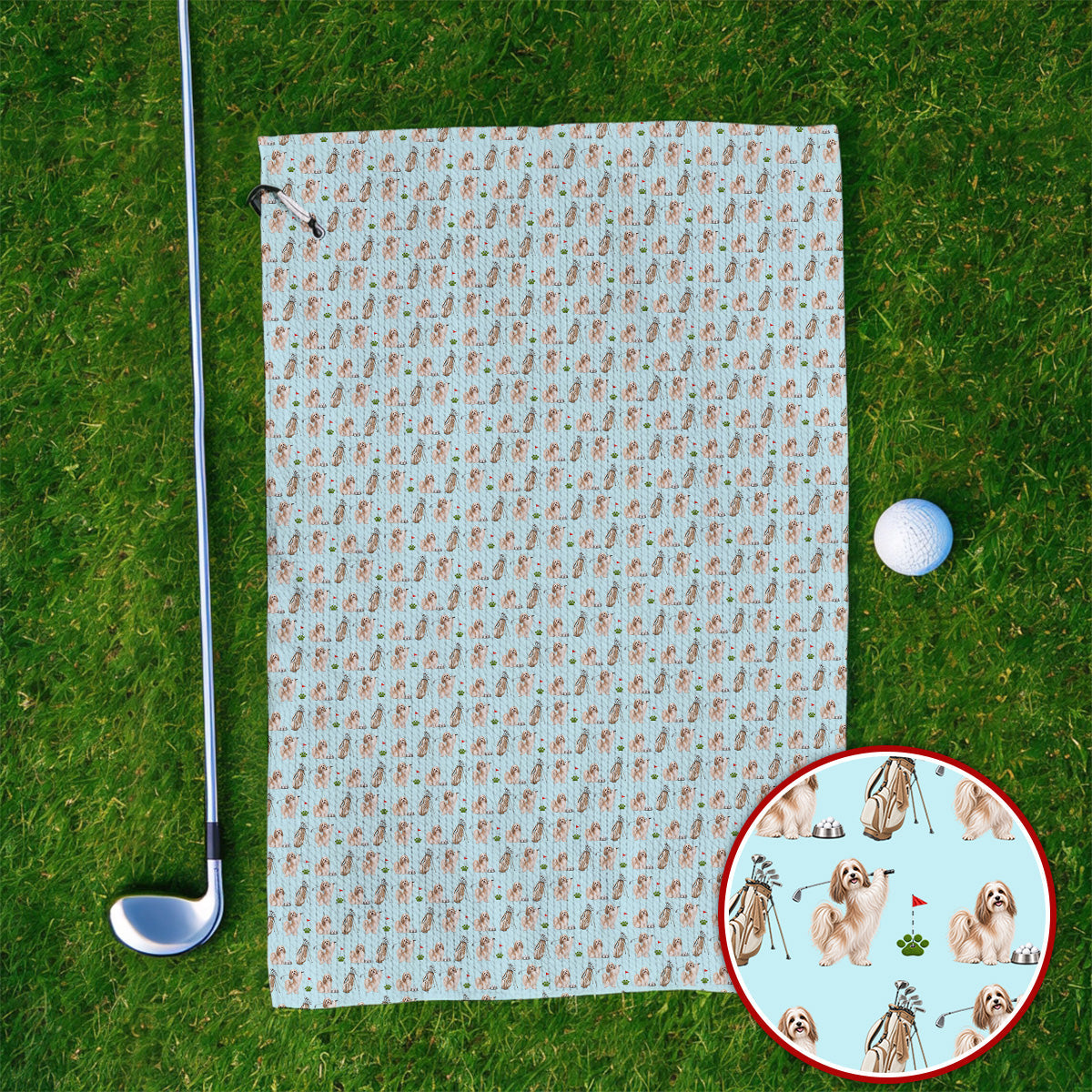 Havanese Golf Towels, Funny Havanese Pattern Golf Towel, Golf Gift For Dog Lovers