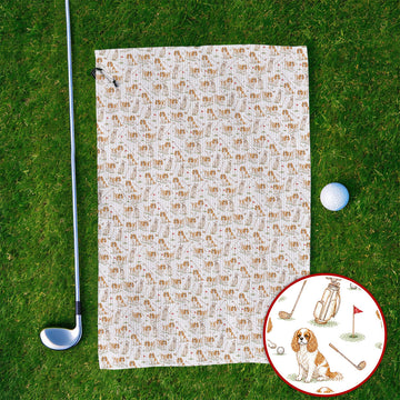 Crazy Cavalier King Charles Spaniel Golf Towel, Funny Cavalier Golf Towels, Golf Gift For Golfer