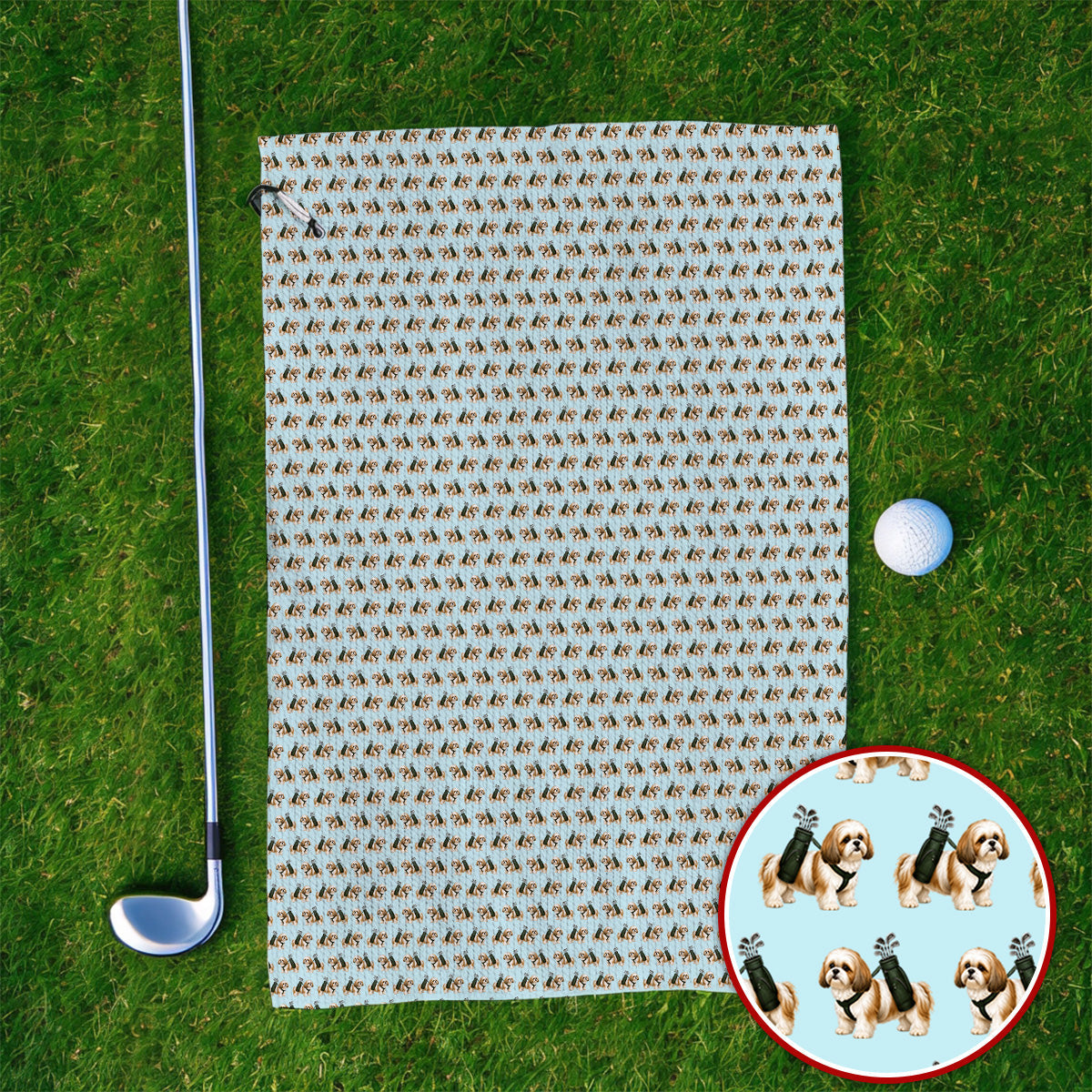 Shih Tzu Golf Towels, Cute Shih Tzu Pattern Golf Towel, Golf Gift For Golfer