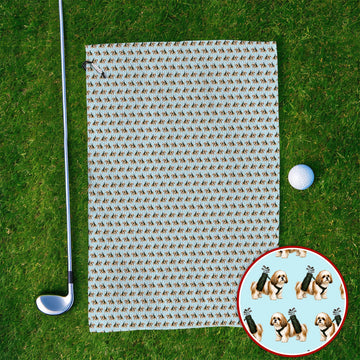 Shih Tzu Golf Towels, Cute Shih Tzu Pattern Golf Towel, Golf Gift For Golfer