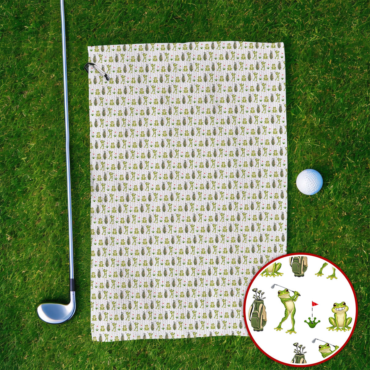 Frog Golf Towels, Cute Frog Golf Pattern Towel, Crazy Golf Gift For Golfers