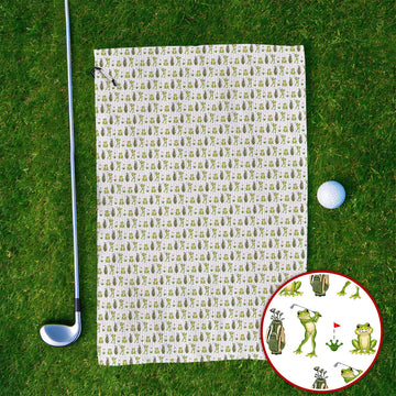 Frog Golf Towels, Cute Frog Golf Pattern Towel, Crazy Golf Gift For Golfers