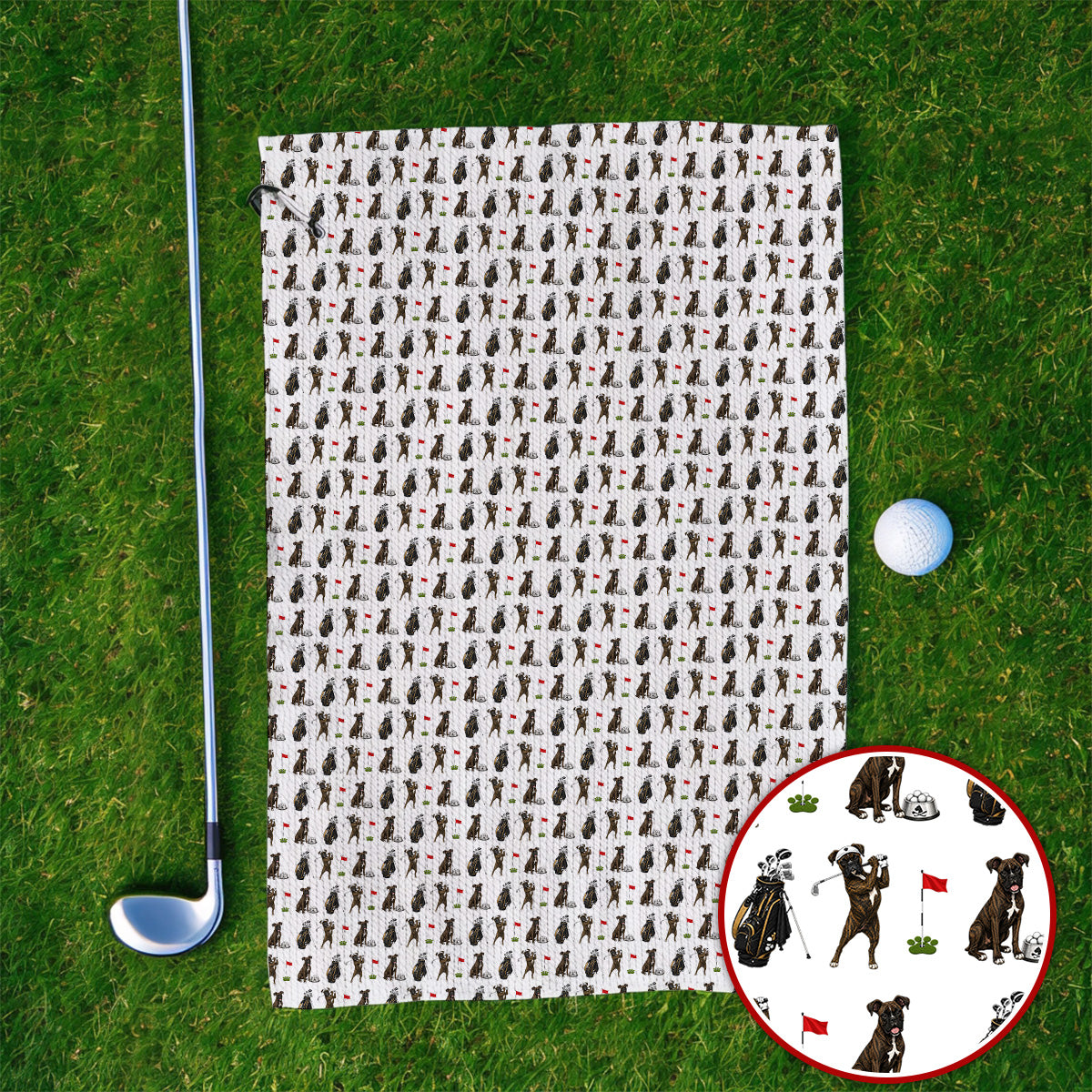 Brindle Boxer Dog Golf Towels, Funny Pattern Golf Towel, Golf Dad Gift