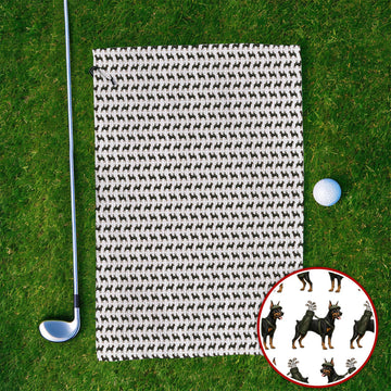 Doberman Golf Towels, Crazy Doberman Pattern Golf Towel, Dog Lover Golf Gift