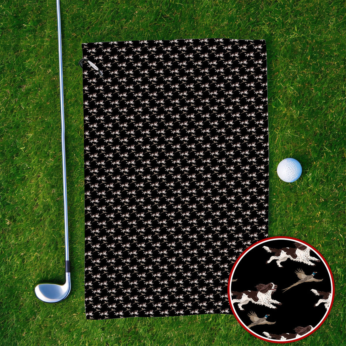 English Springer Spaniel Golf Towels, Crazy Dog Pattern Golf Towel, Golf Gift For Golfers