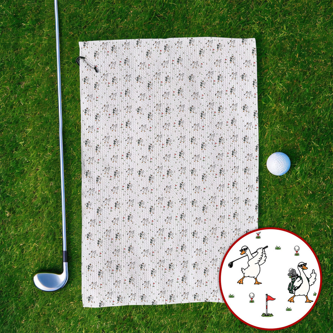 Crazy Goose Golf Towels, Goose Golf Pattern Towel, Unique Golf Gift for Golfers