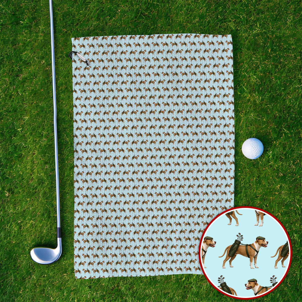 Funny Pit Bull Terrier Golf Towel, Pit Bull Pattern Golf Towels, Golf Gift for Dog Lovers