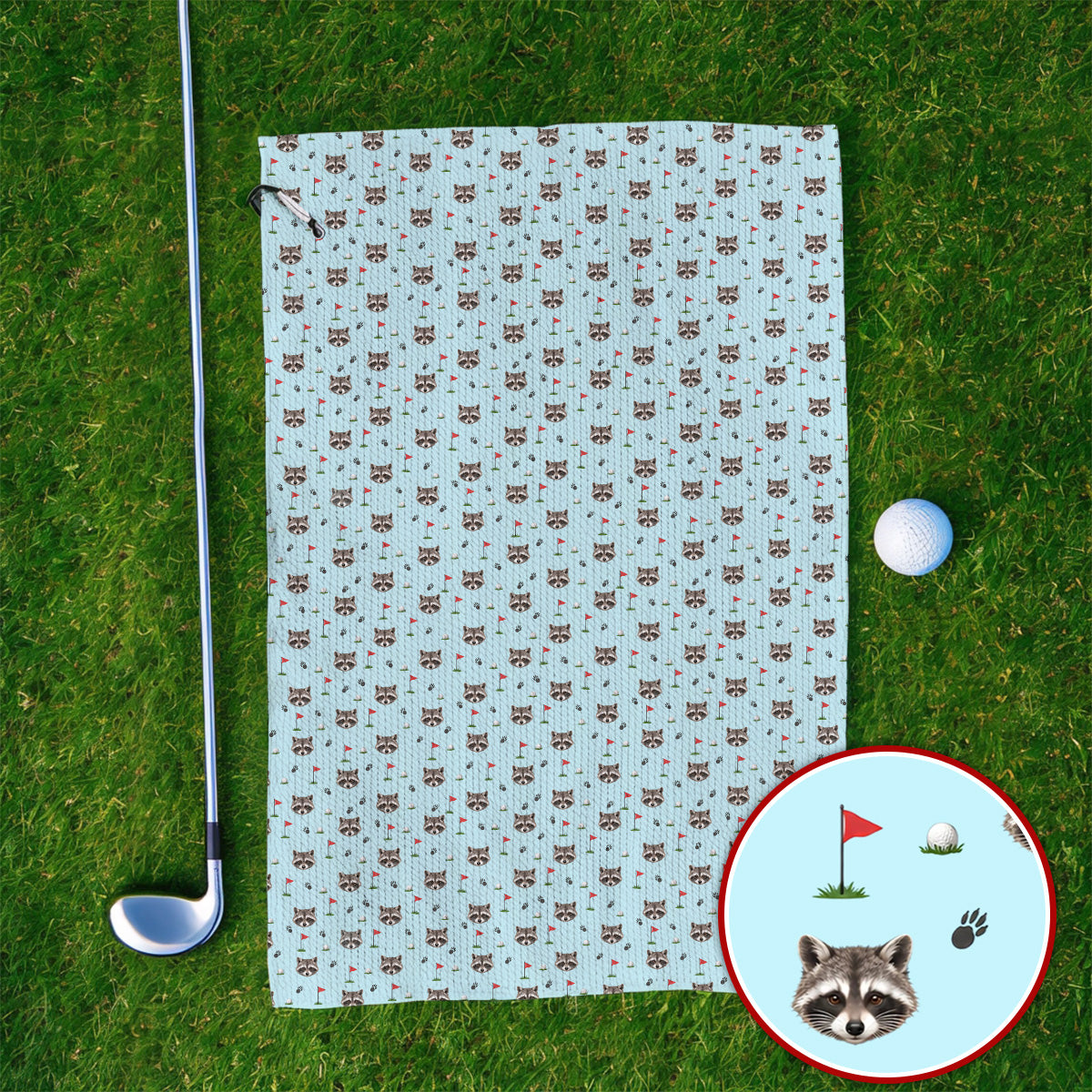 Funny Raccoon Golf Towels, Raccoon Pattern Golf Towel, Golf Gift For Golfers