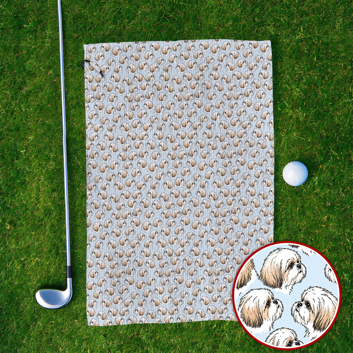 Shih Tzu Golf Towel, Cute Shih Tzu Pattern Golf Towel, Crazy Golf Gift For Dog Lover