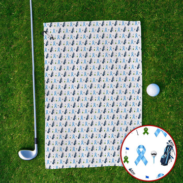 Prostate Cancer Awareness Golf Towels, Blue Ribbon Golf Pattern Towel, Prostate Cancer Support Gift for Golfers