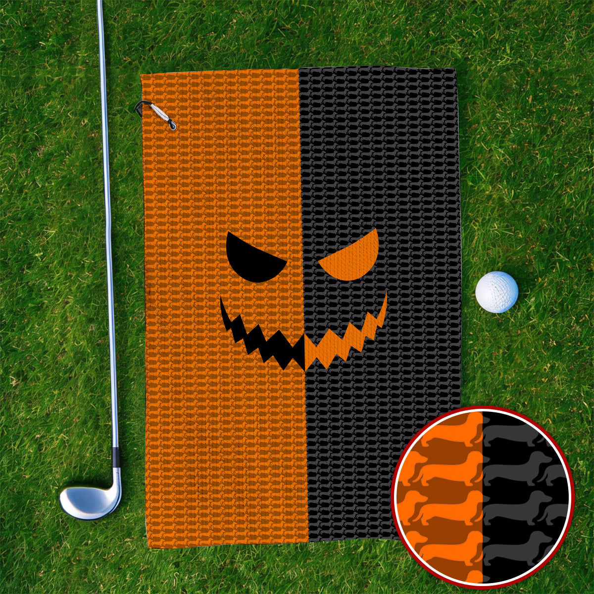 Halloween Dachshund Towel, Crazy Wiener Dog Pattern Golf Towels, Golf Gifr For Golfer