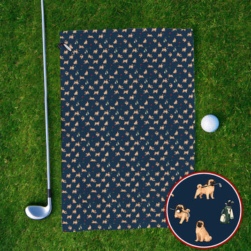For Dog Lovers Crazy Pug Golf Towels, Pug Pattern Golf Towel, Golf Gift For Golfers