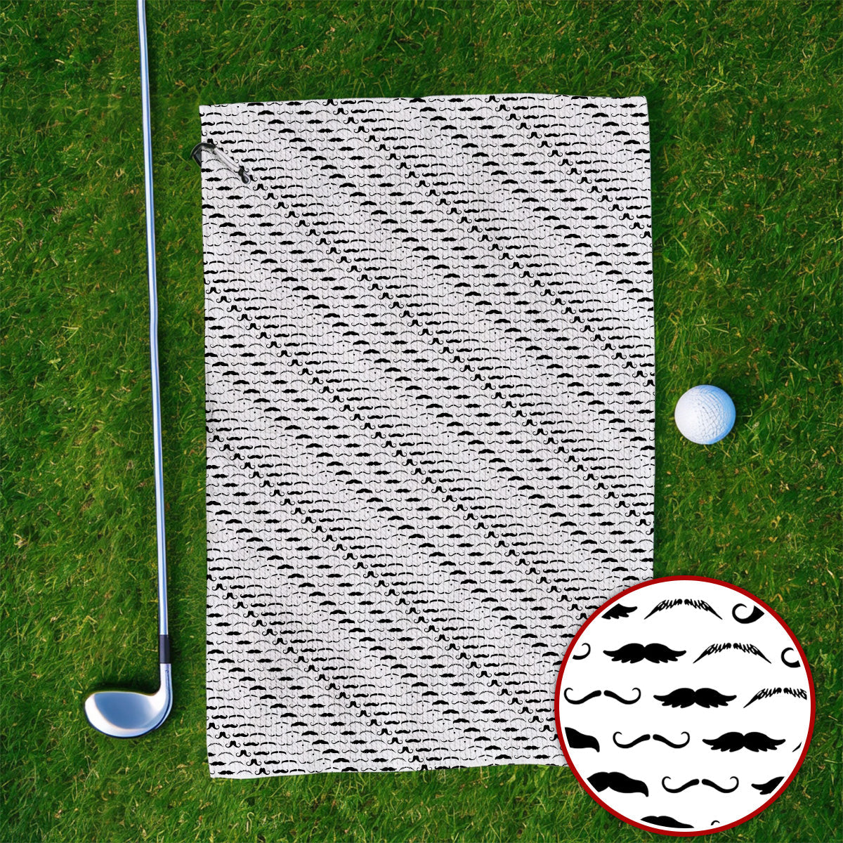 Funny Mustache Golf Towels, Movember Pattern Golf Towel, Golf Gift for Golfers
