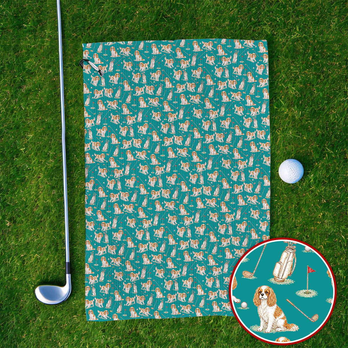 Crazy Cavalier King Charles Spaniel Golf Towel, Funny Cavalier Golf Towels, Golf Gift For Golfer