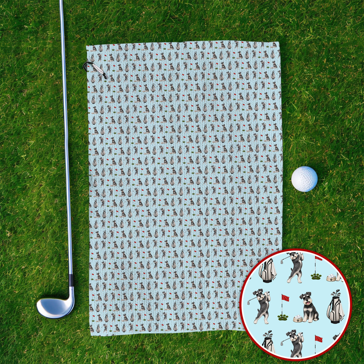 Funny Miniature Schnauzer Golf Towel, Schnauzer Pattern Golf Towels, Gift For Golf Lovers