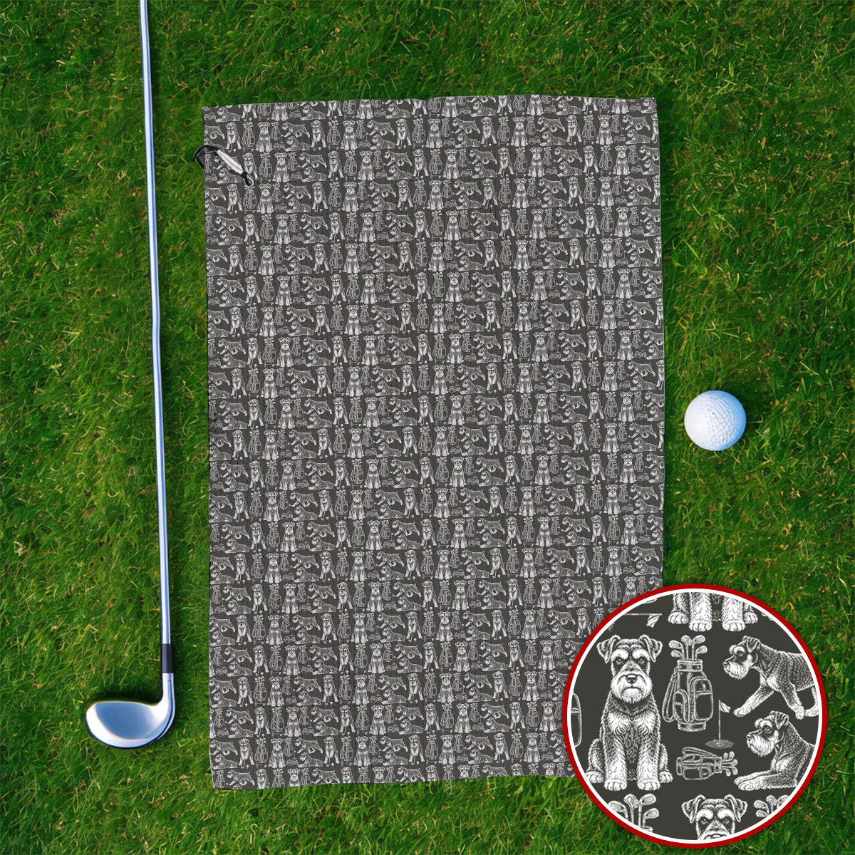 Miniature Schnauzer Golf Towels, Retro Schnauzer Golf Towel, Crazy Golf Gift For Golfer